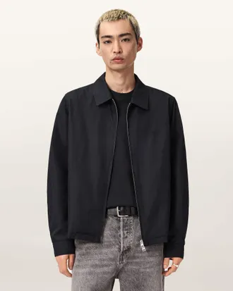 AllSaints Trey Black Ramskull Pointed Collar Jacket