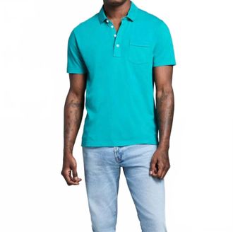 Billy Reid Pensacola Short Sleeve Polo In Lake Blue