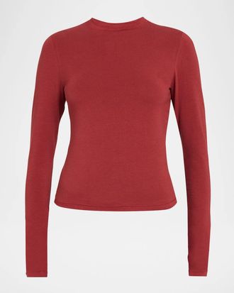 SKIMS Cotton Jersey Long-Sleeve Crewneck T-Shirt