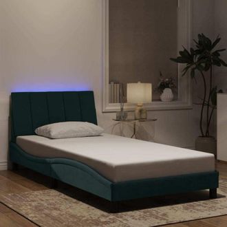 vidaXL Vidaxl - Estructura De Cama Luces Led Terciopelo Verde Oscuro 100x200 Cm