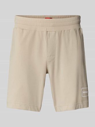 HUGO BOSS Shorts mit Label-Print und elastischem Bund Modell Laze in Beige, Gr&ouml;&szlig;e M