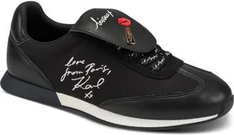 Karl Lagerfeld Midwood Embroidered Lace-Up Sneaker in Black at Nordstrom, Size 6.5