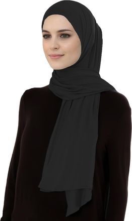 Lina & Lily Breathable Premium Modal Woven Hijab Head Scarf Shawl Wrap for Muslim Women Lightweight (Black)