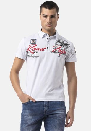 Cipo & Baxx Poloshirt CIPO & BAXX, Herren, Gr. 4XL, weiss (wei&szlig;), Jersey, Obermaterial: 95% Baumwolle, 5% Elasthan, bedruckt, regular fit normal, Shirts Poloshirt