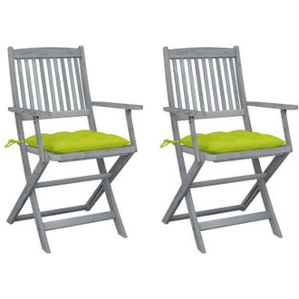 vidaXL Sillas De Jard&iacute;n Plegables 2 Uds Cojines Madera Maciza Acacia Vidaxl