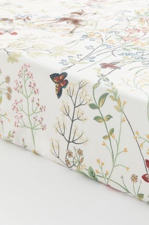 H&M Gemustertes Spannbettlaken aus Baumwolle - White