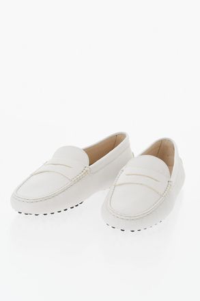 Tod's Hammered Leather Penny Loafers With Rubber Pebble Sole Tods