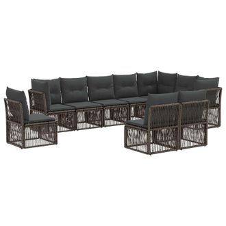 vidaXL Conjunto De Sof&aacute;s De Jard&iacute;n 10 Pcs Gris Rat&aacute;n Sint&eacute;tico Vidaxl