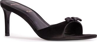 Black Suede Studio Albie Slide Sandal in Black Satin at Nordstrom, Size 7Us