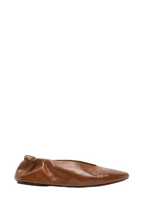Mars&egrave;ll Crinkled Leather Ballerina Flats with Tapered Shape