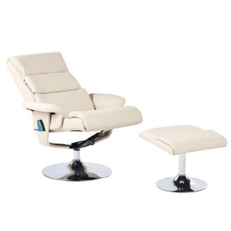 Beliani Sill&oacute;n De Masaje Moderno Con Calefacci&oacute;n Reclinable Con Reposapi&eacute;s De Piel Sint&eacute;tica Beige Claro Legend