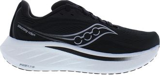 Saucony Womens Ride 18 Running Shoes, Midnight Black/White-black, 8
