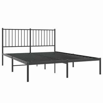 Berkfield Home Metal Bed Frame with Headboard Black 135x190 cm Double