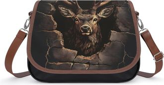 Generic Funny Deer Wall Crossbody Bags for Women Fashion Leather Shoulder Handbags With Adjustable Strap