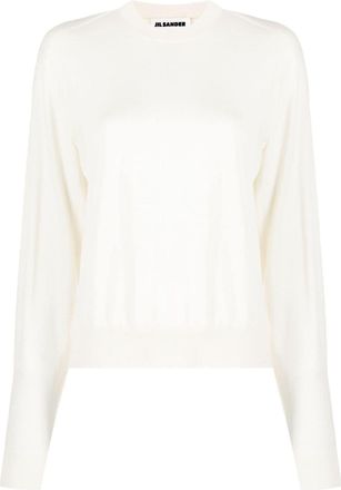 Jil Sander ribbed crew neck jumper - women - Cashmere/Silk/Virgin Wool - 38 - White