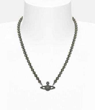 Vivienne Westwood Man. Messaline Choker Oxidised-silver-black-diamond-crystal-black Oxidised-silver-black-diamond-crystal-black Men