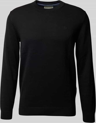 Tom Tailor Regular Fit Strickpullover aus reiner Baumwolle mit Rundhalsausschnitt in Black, Größe S