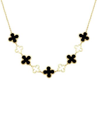 Italian Gold, Inc 14K Onyx Station Layered Clover Necklace