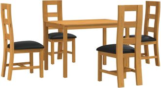 vidaXL Conjunto De Comedor 5 Uds. Negro Madera De Roble S&oacute;lido Vidaxl