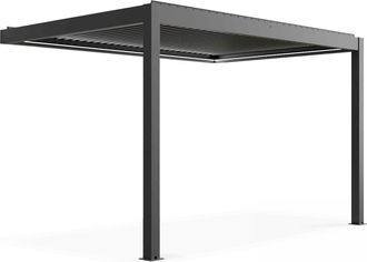 Oviala P&eacute;rgola bioclim&aacute;tica adosada y motorizada de 3 x 4 x 2,5m gris