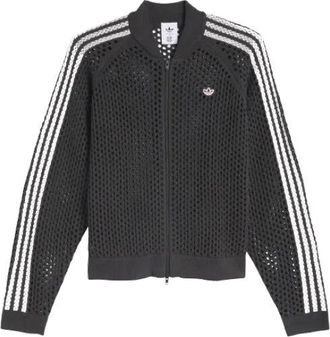 adidas x CLOT FW24 Crochet Track Jacket Asia Sizing Black Carbon JF4267