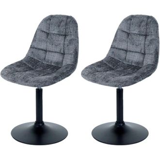 Hhg Non utilizzato] Set 2x sedie da pranzo HHG 837, poltroncina da cucina girevole, acciaio Stoffa/tessuto ciniglia (465g/m&sup2;), grigio scuro