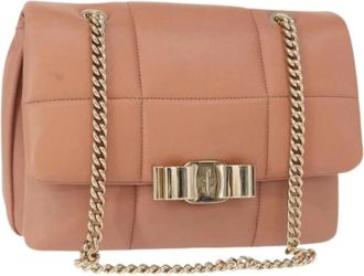 Ferragamo Pre-owned Cross Body Bags, female, Pink, Size: ONE SIZE Pre-owned Leather Shoulder Bag