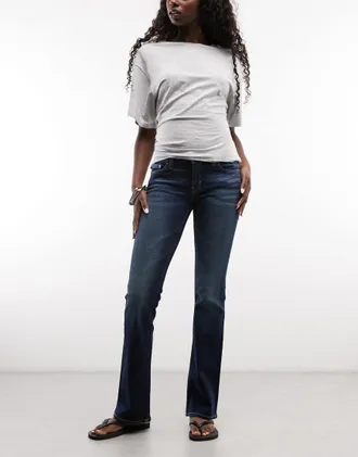 Weekday Luna jeans skinny flare a vita bassa blu scuro