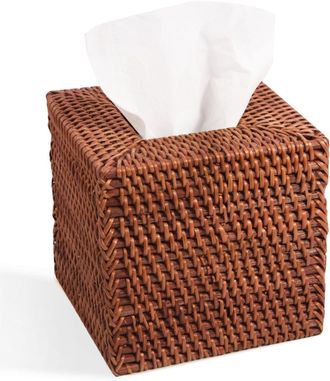 OEM Caja Cuadrada Para Pa&ntilde;uelos De Rat&aacute;n Tejido - Marr&oacute;n