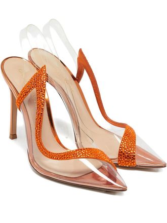 Gianvito Rossi 105mm Crystal slingback pumps - Orange