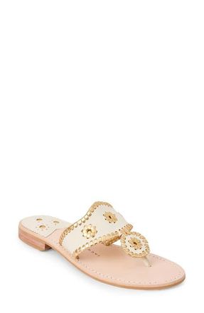 Jack Rogers Jacks Water Resistant Flip Flop in Ivory/gold at Nordstrom, Size 5.5