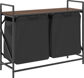 vidaXL Laundry Basket 2 Compartments with Shelf Brown Oak Vidaxl