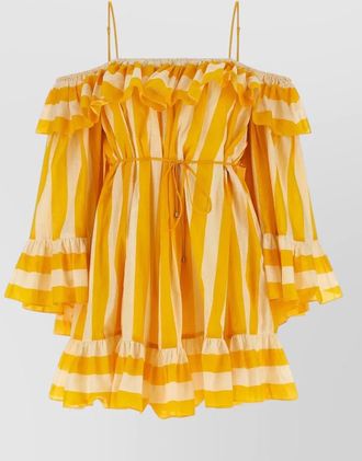 Zimmermann cotton striped off-shoulder mini dress
