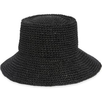 Nordstrom Lantern Packable Straw Bucket Hat in Black at Nordstrom
