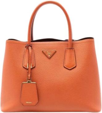 Prada Pre-owned Handbags, female, Orange, Size: ONE SIZE Pre-owned Saffiano Satchel
