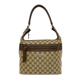 Gucci Brown Canvas Leather Shoulder Bag Tote Bag (Pre-Owned)