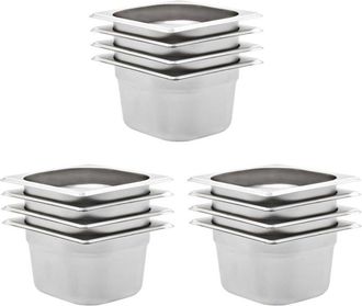 vidaXL vidaXL Contenitori Gastronorm 12 pz GN 1/6 100 mm in Acciaio Inox