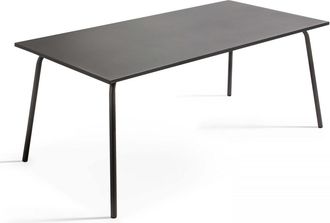 Oviala Mesa de jardín rectangular 180 x 90 x 72 cm de acero gris
