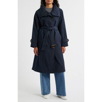 Bernardo Cotton Blend Trench Coat in Navy at Nordstrom Rack, Size Xx-Large