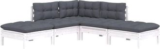 vidaXL Vidaxl - Muebles De Jard&iacute;n 5 Pzas Con Cojines Blanco Madera De Pino