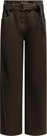Brunello Cucinelli Broek met wijde pijpen en riem - Dames - Regular Fit Jeans - Bruin - S - Katoen - Jeans
