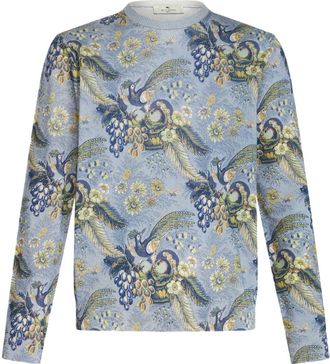 Etro Pegaso-jacquard cotton jumper - men - Cotton - M - Blue