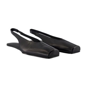 Maison Margiela Leather Slingback Flat - Black