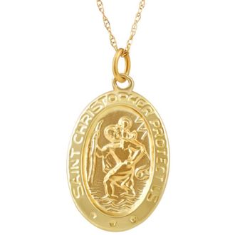 Pompeii3 14k Yellow Gold St. Christopher Medal Pendant.5 Tall 1.5 Grams