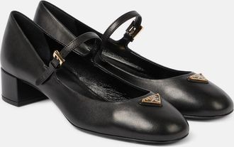 Prada 35 leather Mary Jane pumps