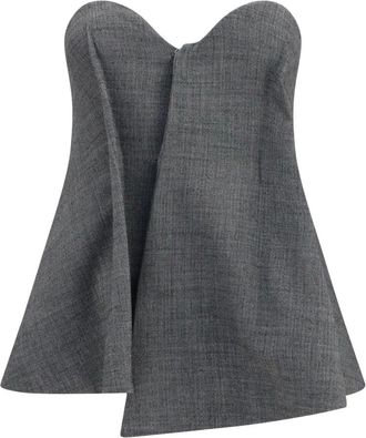 Magda Butrym Asymmetrische wollen korset - Dames - Tops - Grijs - Maat: 2XS Wol