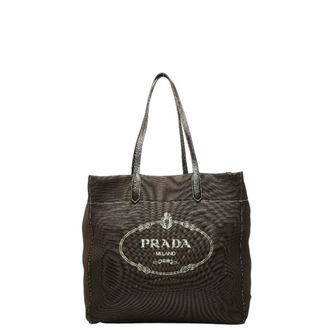 Prada Canapa Brown Leather Mesh Tote Bag (Pre-Owned)