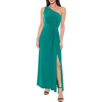 Marina Rossini One-Shoulder Front Twist A-Line Gown in Kelly Green at Nordstrom Rack, Size X-Large