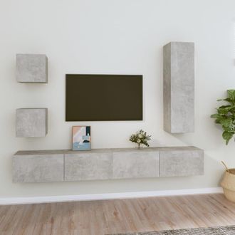 vidaXL Vidaxl - Set De Muebles De Tv 5 Pzas Madera Contrachapada Gris Hormig&oacute;n