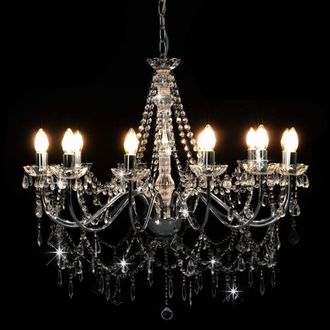 Berkfield Home Beautiful Chandelier with Beads Silver 12 x E14 Bulbs